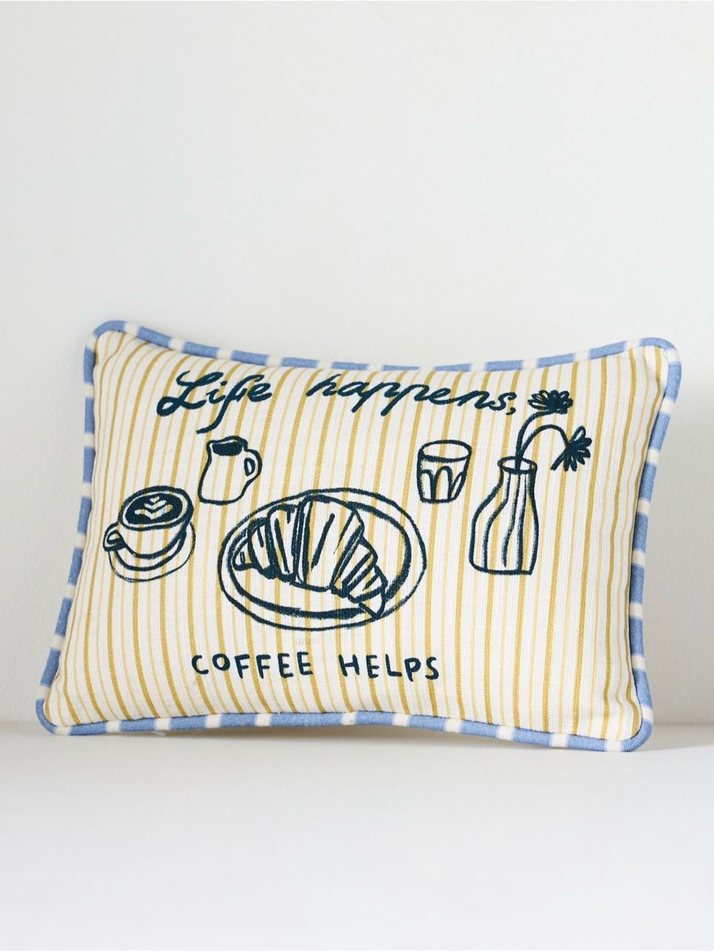 Anthropologie Life Happens Coffee Helps dduende studio Cafe Icon Pillow NEW!